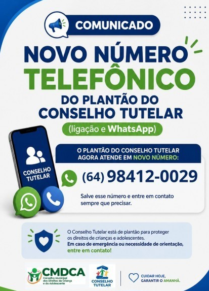 COMUNICAÇÃO DE NOVO NÚMERO TELEFÔNICO DO PLANTÃO DO CONSELHO TUTELAR